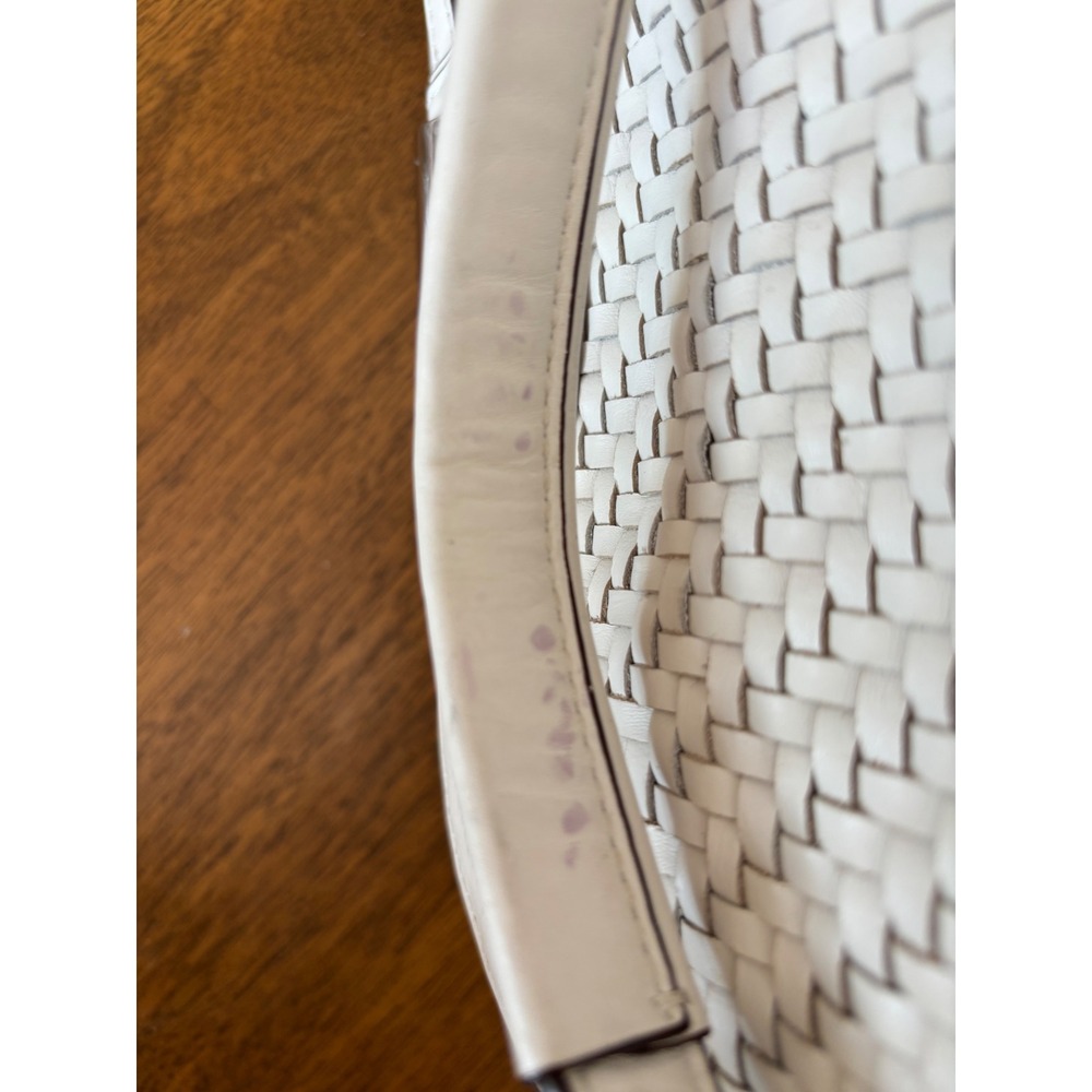 Coach Madison Woven Leather Lindsey Satchel White Crossbody Bag 19312 - Picture 9 of 12